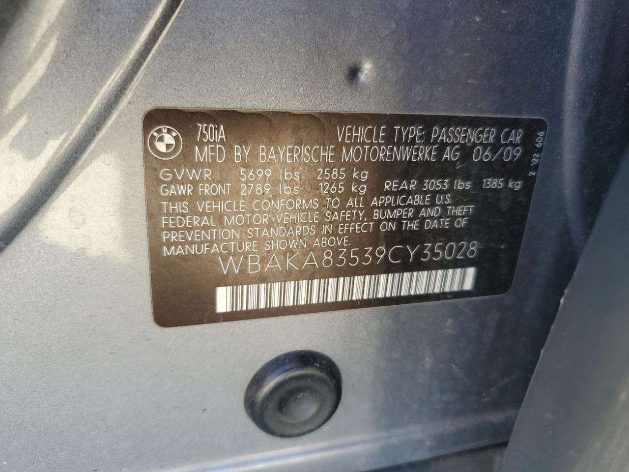 2009 Bmw 750 I Gray vin: WBAKA83539CY35028