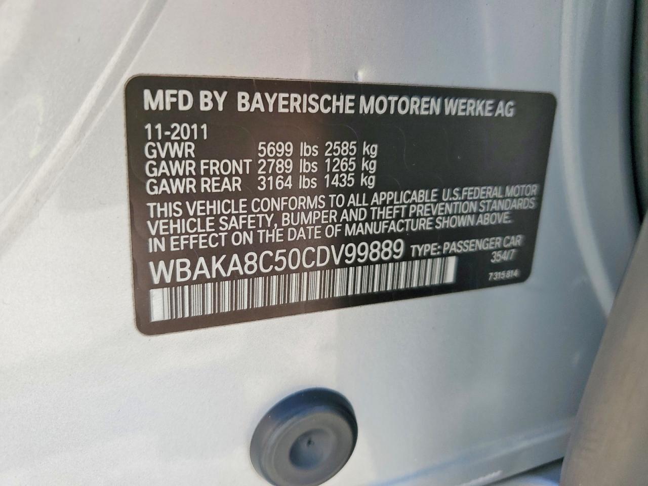 2012 Bmw Alpina B7 Silver vin: WBAKA8C50CDV99889