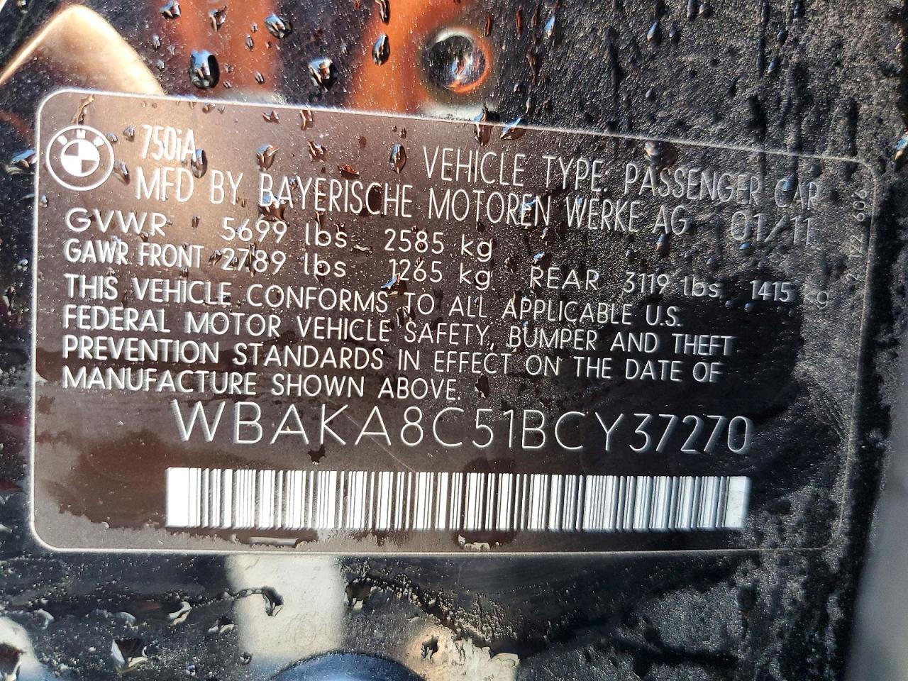 2011 Bmw Alpina B7 Black vin: WBAKA8C51BCY37270