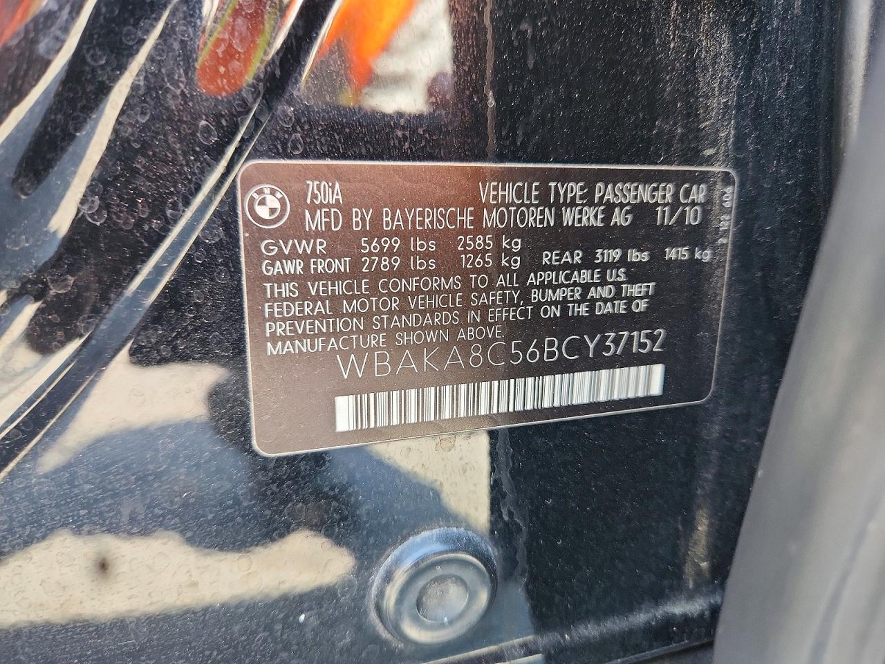 2011 Bmw Alpina B7 Black vin: WBAKA8C56BCY37152