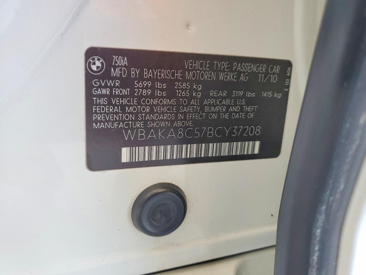 2011 Bmw Alpina B7 White vin: WBAKA8C57BCY37208