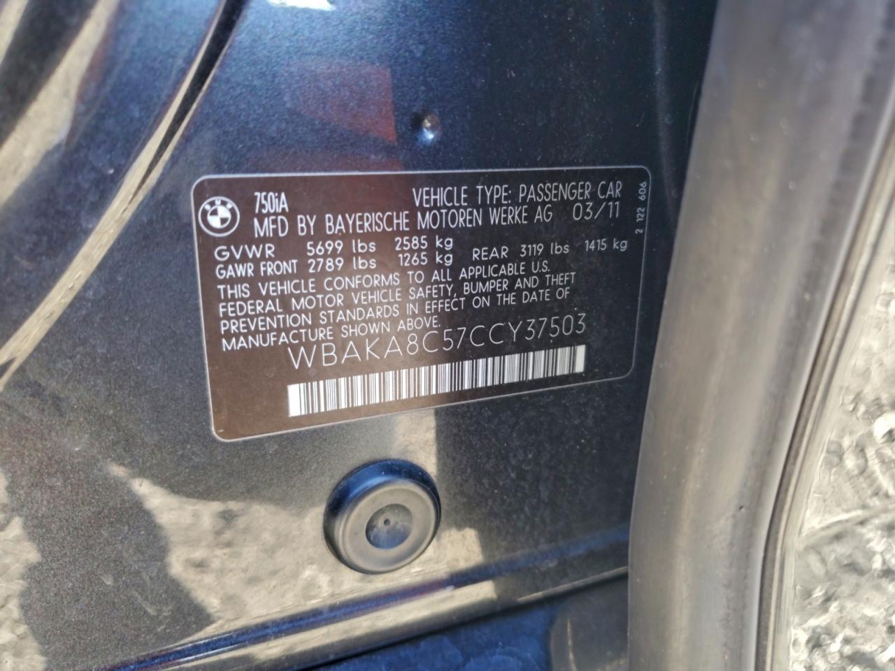2012 Bmw 750 I Brown vin: WBAKA8C57CCY37503
