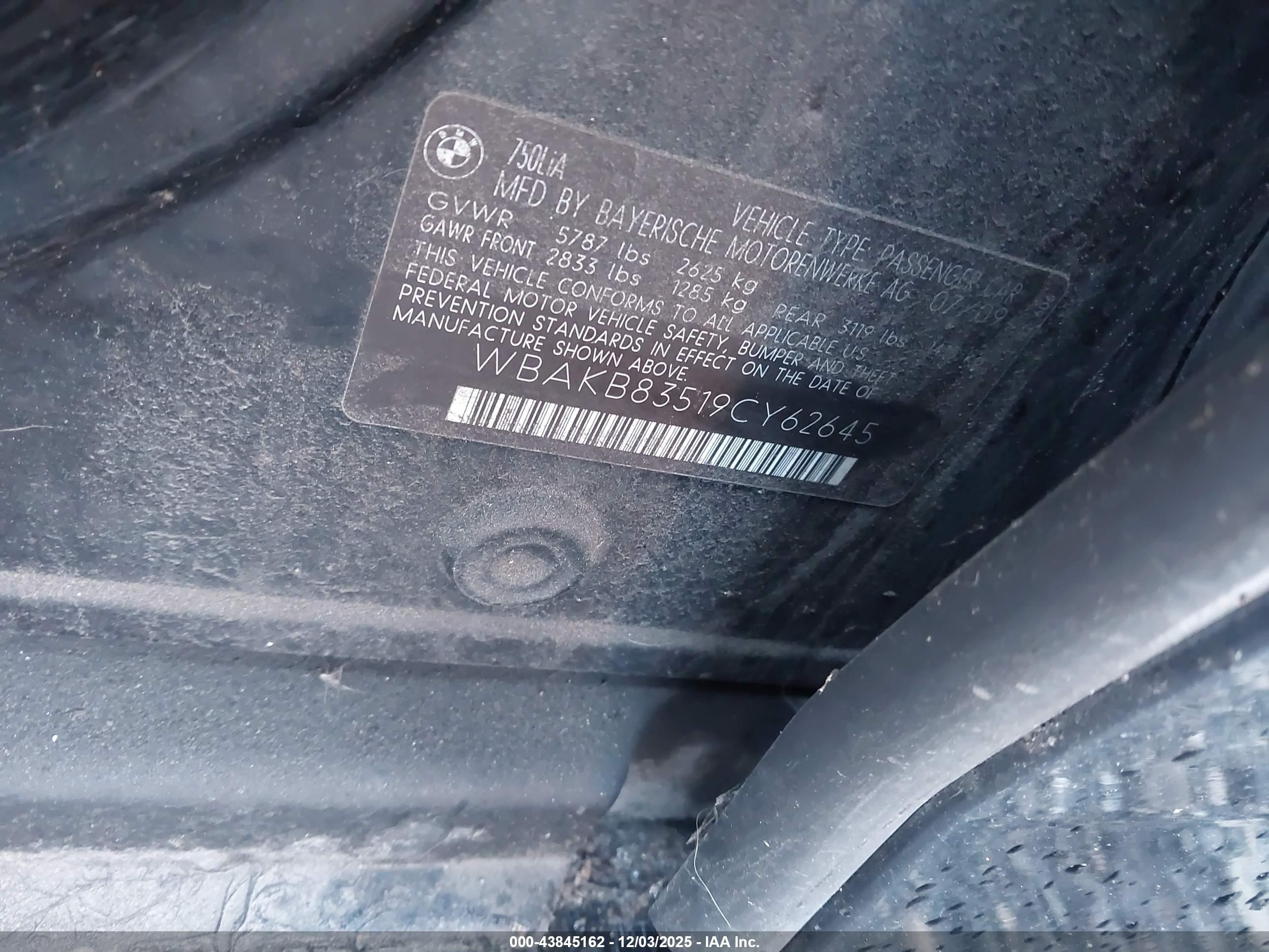 2009 Bmw 750li   Черный vin: WBAKB83519CY62645