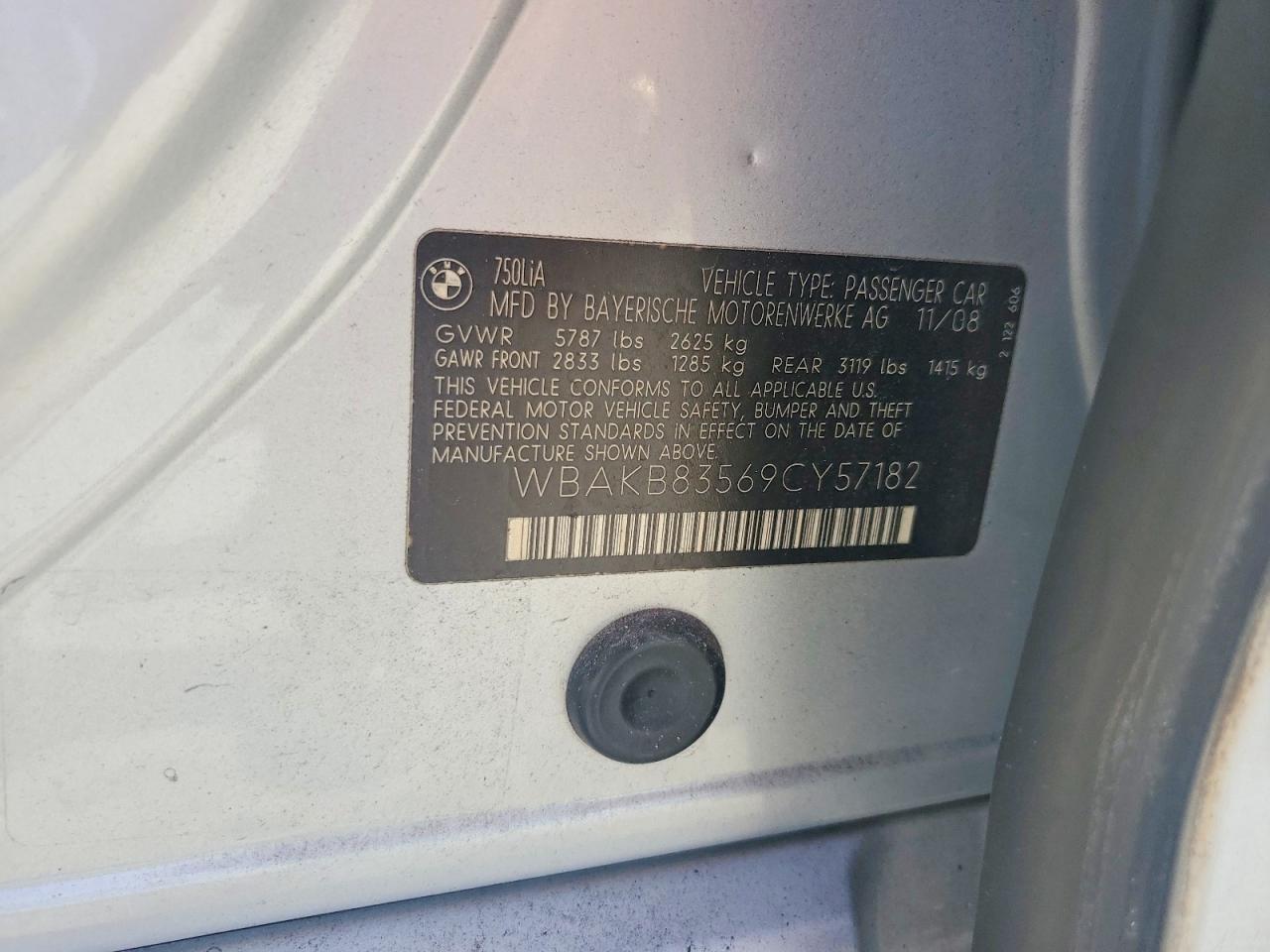 2009 Bmw 750 Li Серебряный vin: WBAKB83569CY57182