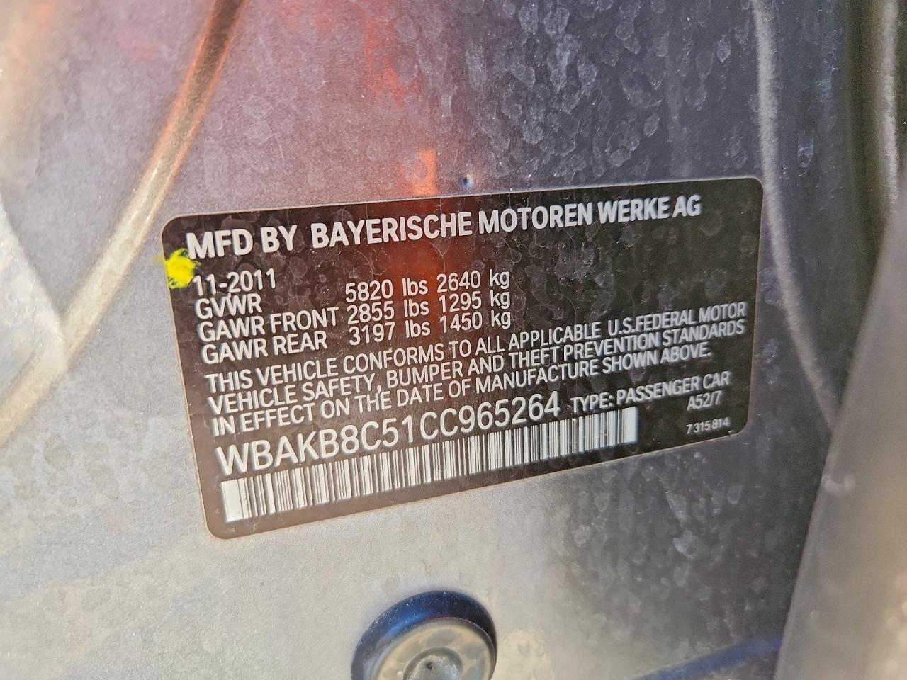 2012 Bmw 750 Li Gray vin: WBAKB8C51CC965264
