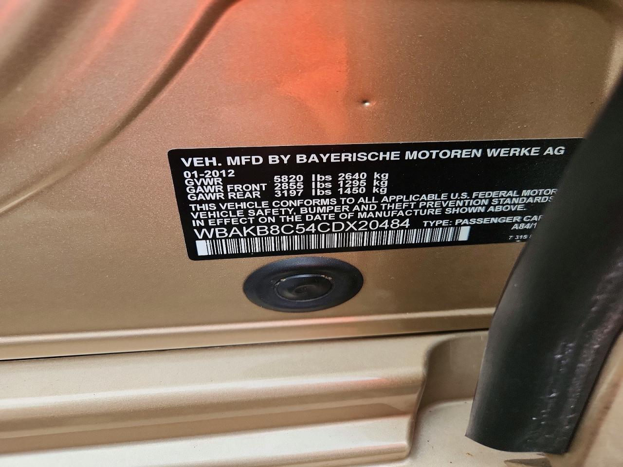 2012 Bmw 750 Li Beige vin: WBAKB8C54CDX20484