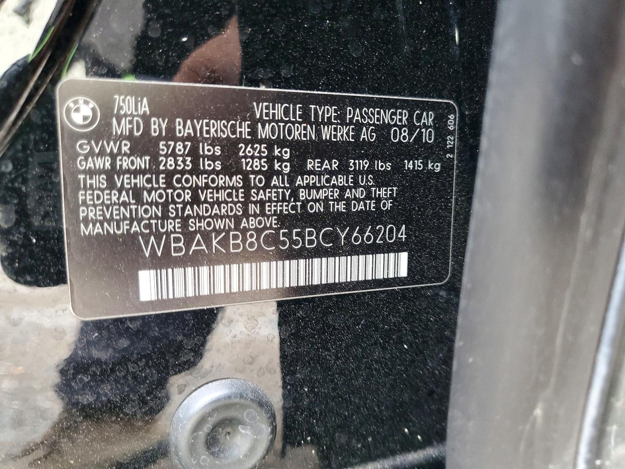 2011 Bmw 750 Li Black vin: WBAKB8C55BCY66204