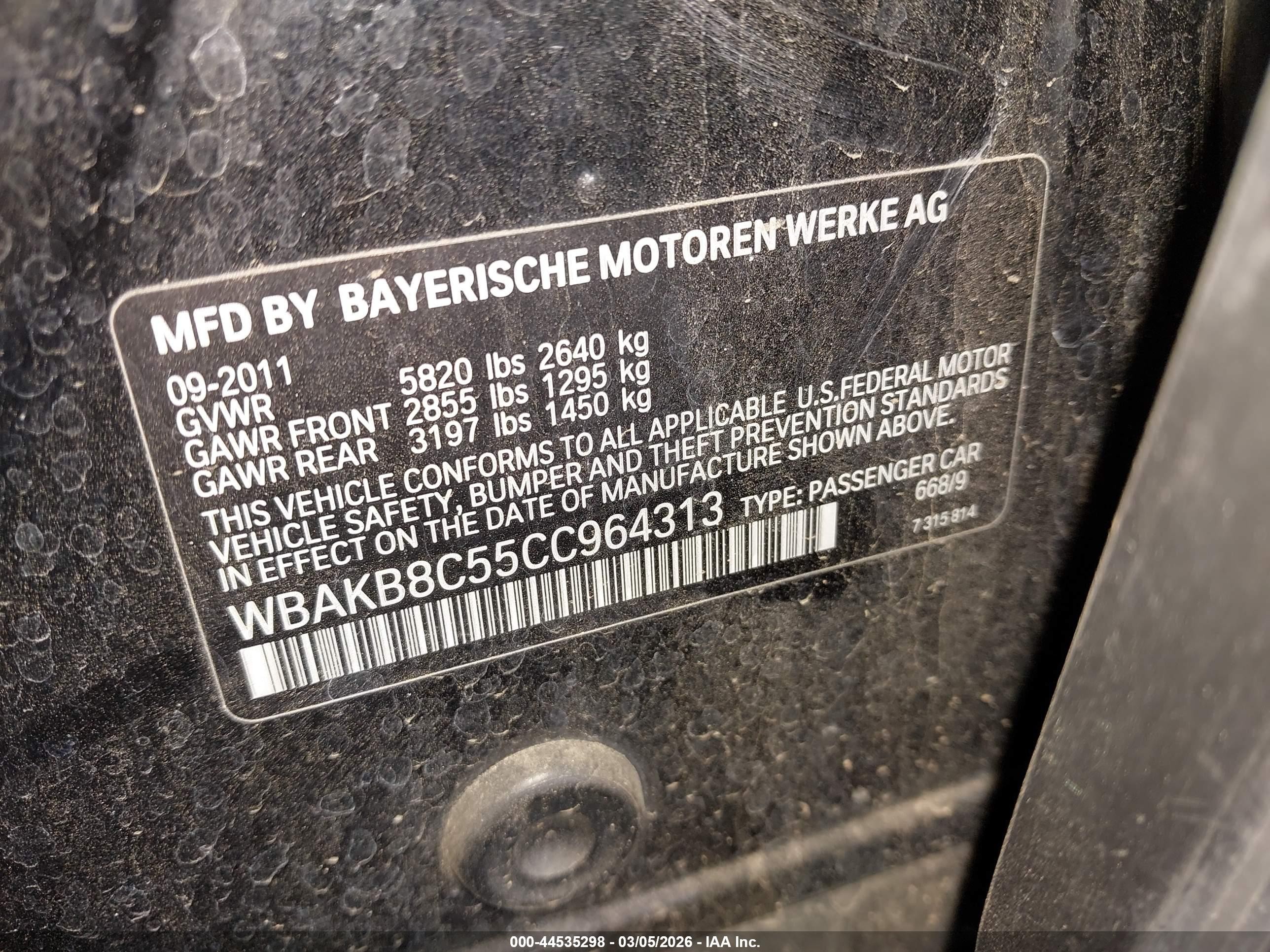 2012 Bmw 750li   Black vin: WBAKB8C55CC964313