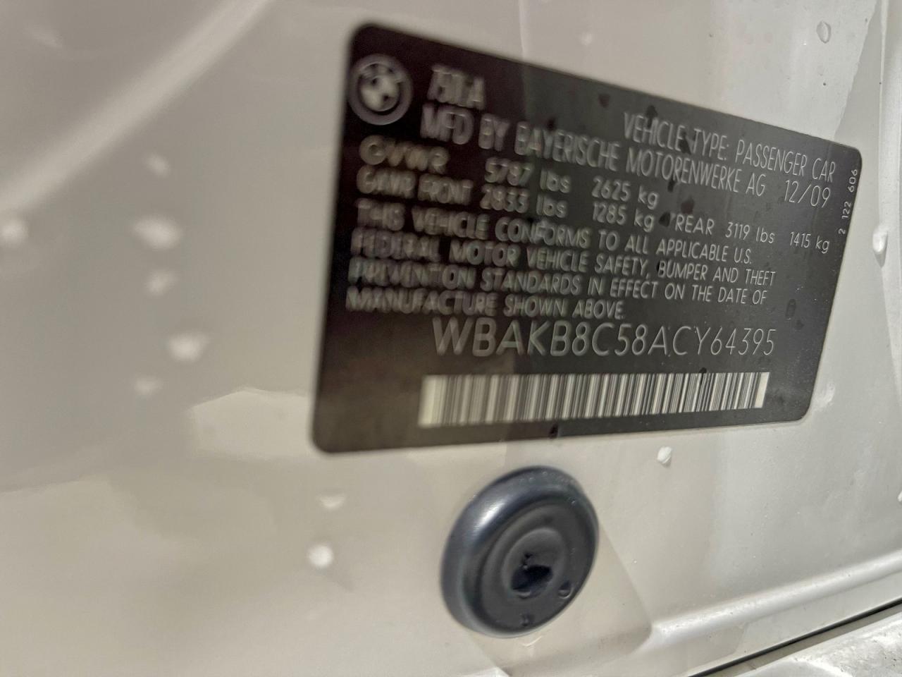 2010 Bmw 750 Li White vin: WBAKB8C58ACY64395