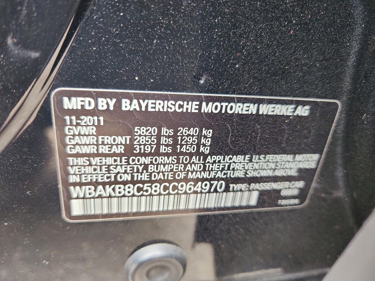 2012 Bmw 750 Li Black vin: WBAKB8C58CC964970