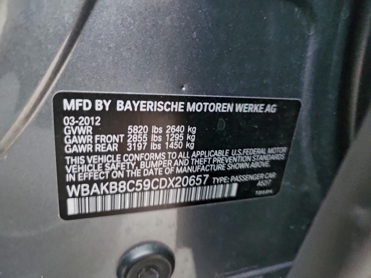 2012 Bmw 750 Li Silver vin: WBAKB8C59CDX20657