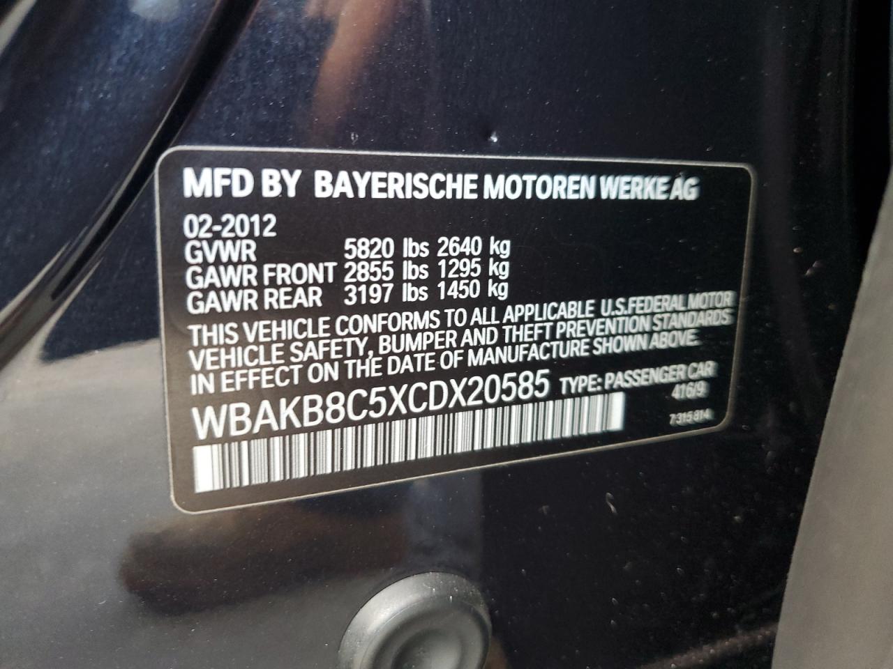 2012 Bmw 750 Li Black vin: WBAKB8C5XCDX20585