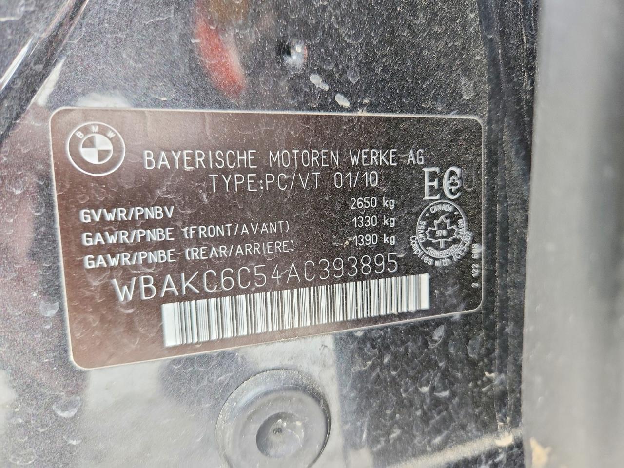 2010 Bmw 750 I Xdrive Charcoal vin: WBAKC6C54AC393895