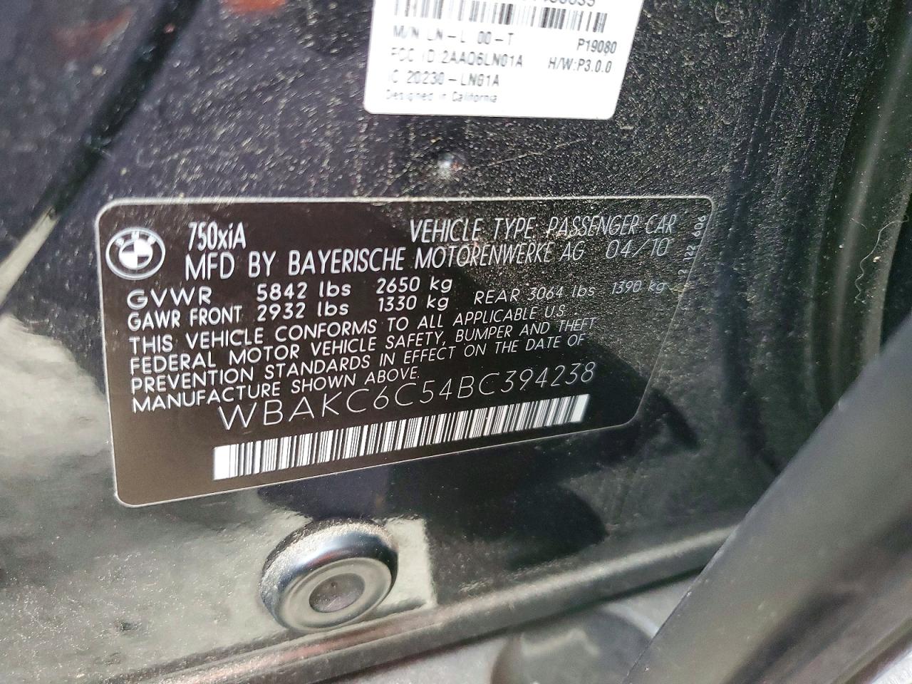 2011 Bmw 750 Xi Gray vin: WBAKC6C54BC394238