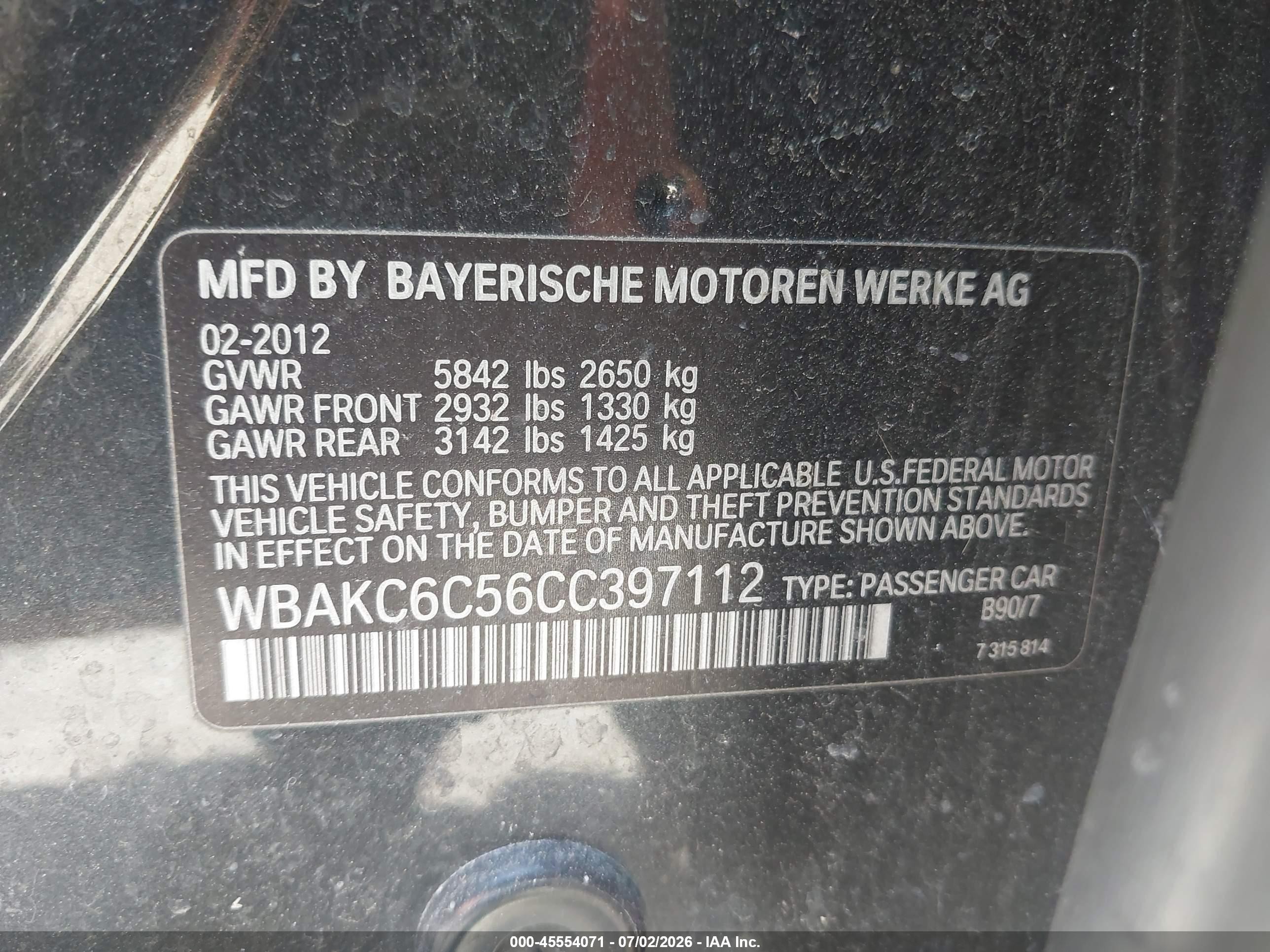 2012 Bmw 750i Xdrive Black vin: WBAKC6C56CC397112
