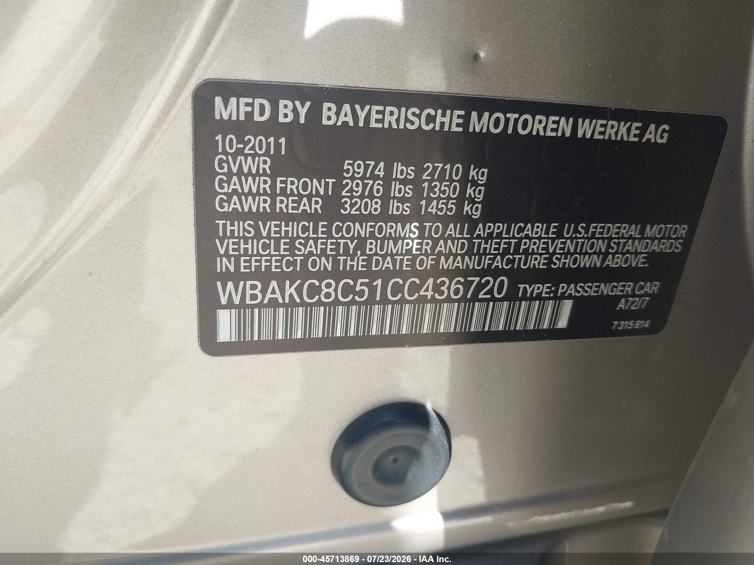 2012 Bmw 750li Xdrive Gold vin: WBAKC8C51CC436720