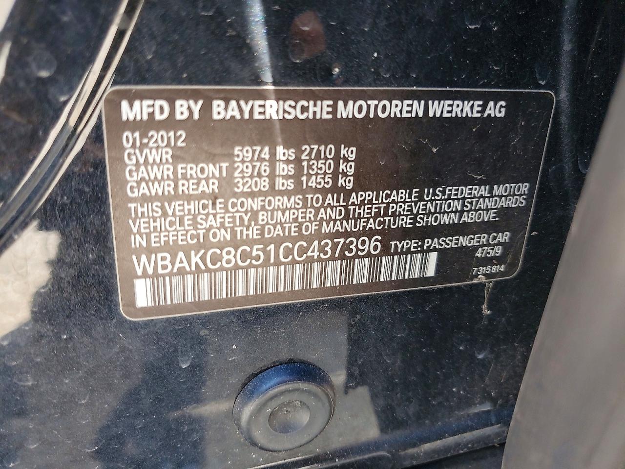 2012 Bmw 750 Lxi Black vin: WBAKC8C51CC437396