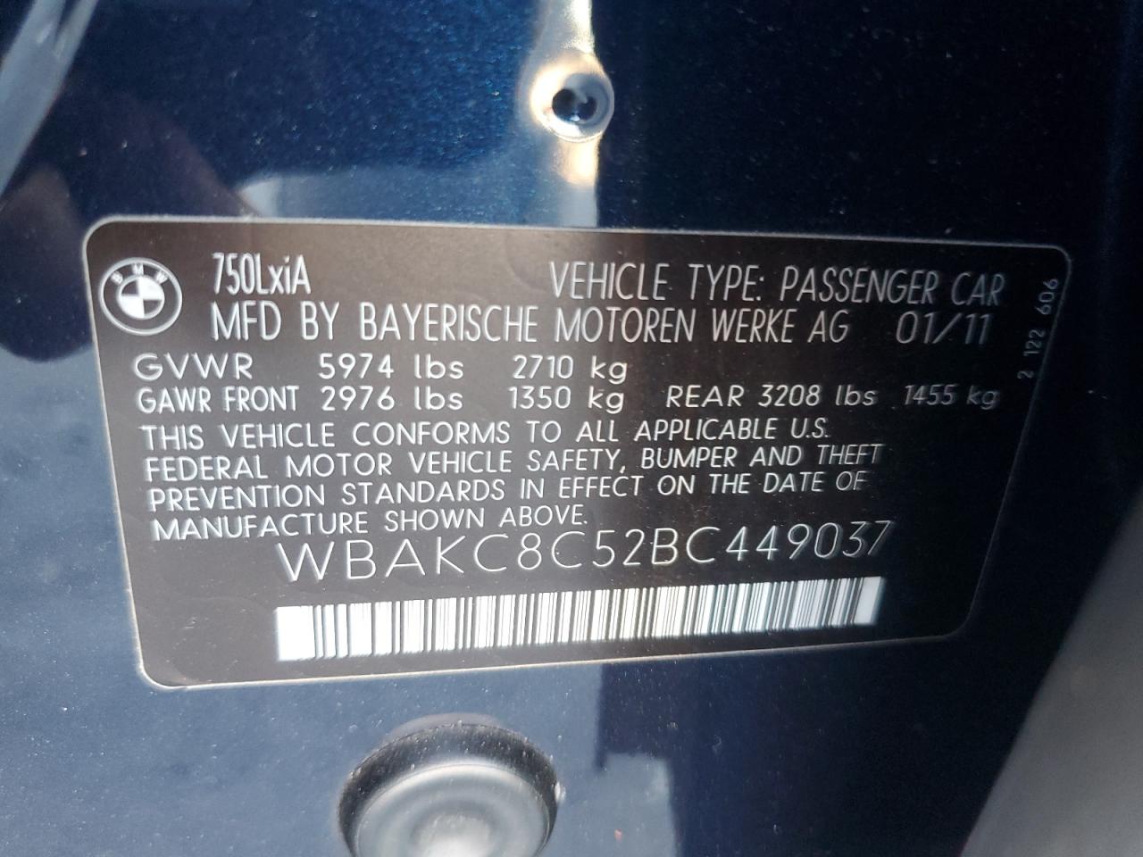 2011 Bmw Alpina B7 Blue vin: WBAKC8C52BC449037