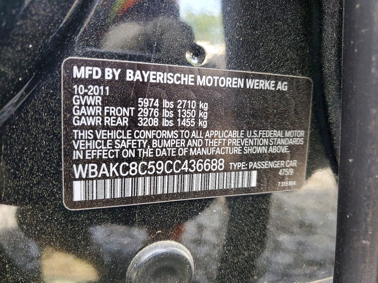2012 Bmw 750 Lxi Black vin: WBAKC8C59CC436688