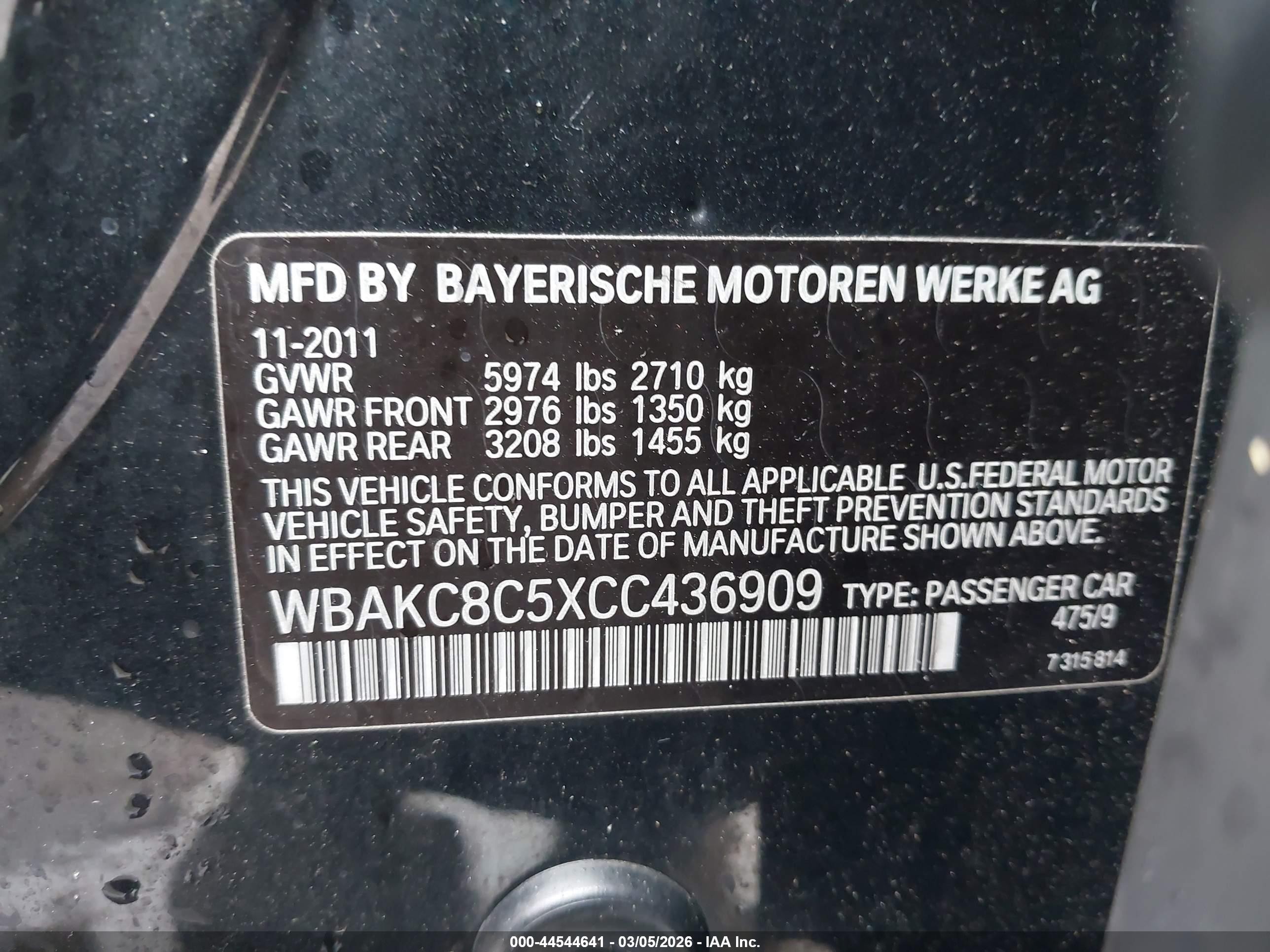 2012 Bmw 750li Xdrive Black vin: WBAKC8C5XCC436909