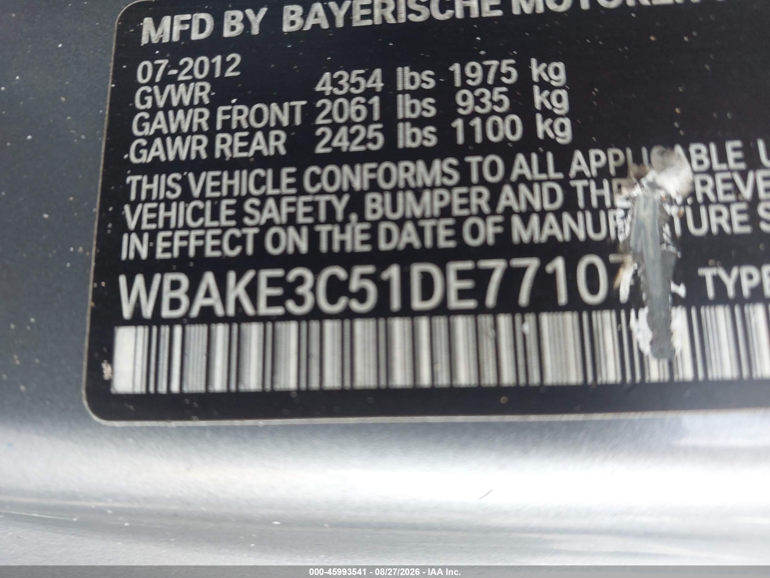 2013 Bmw 328i   Gray vin: WBAKE3C51DE771074