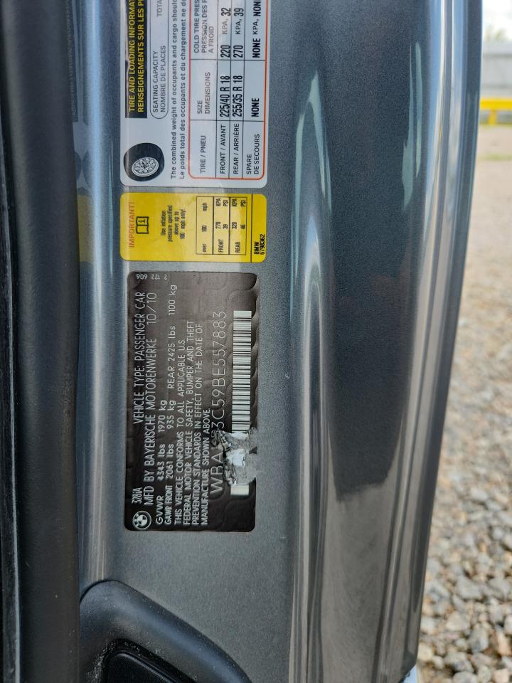 2011 Bmw 328 I Gray vin: WBAKE3C59BE557883