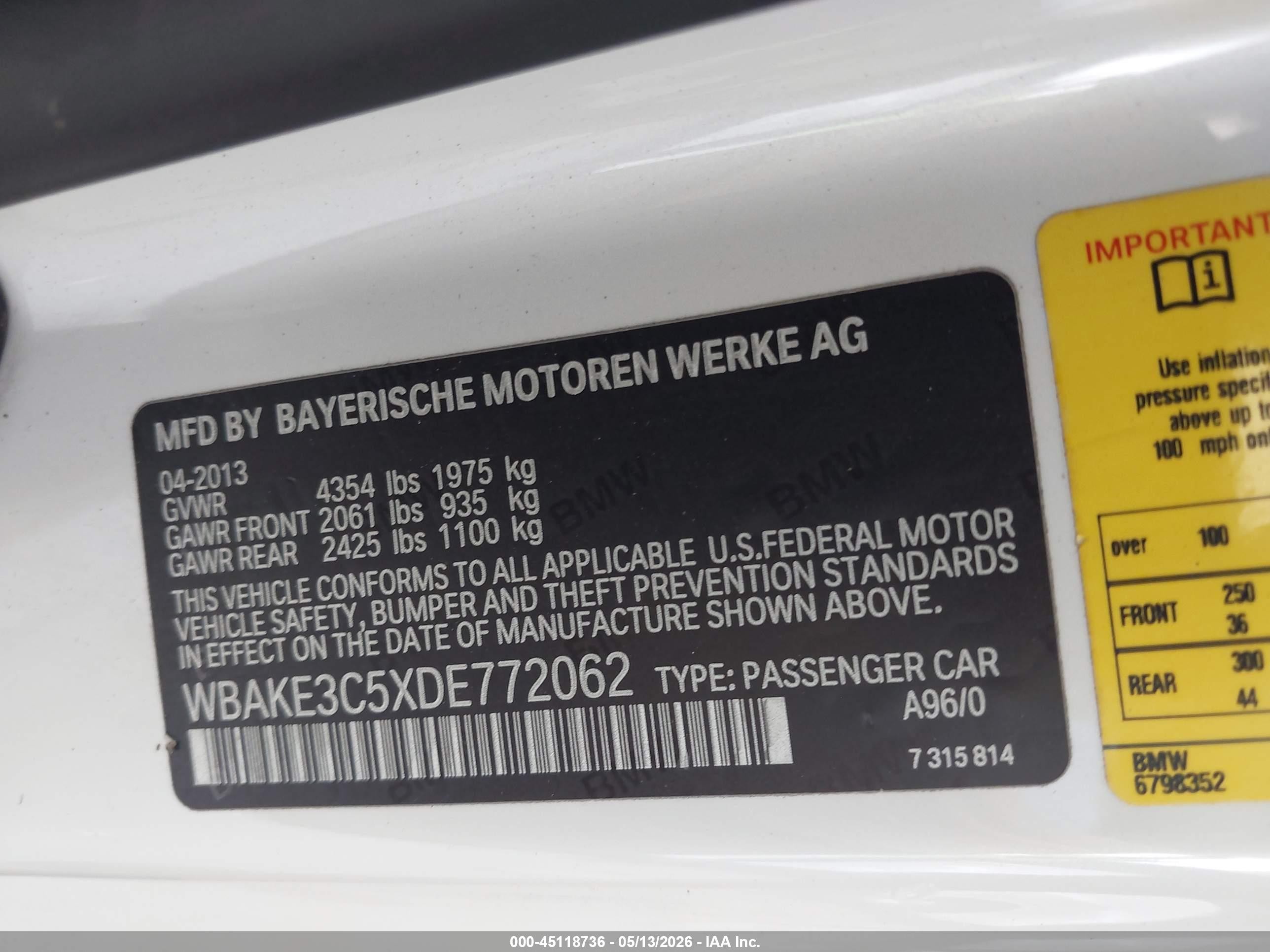 2013 Bmw 328i   White vin: WBAKE3C5XDE772062