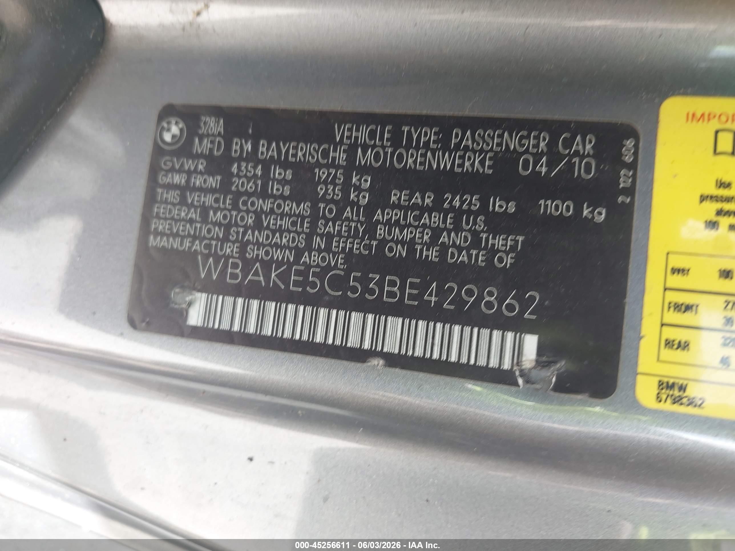 2011 Bmw 328i   Gray vin: WBAKE5C53BE429862