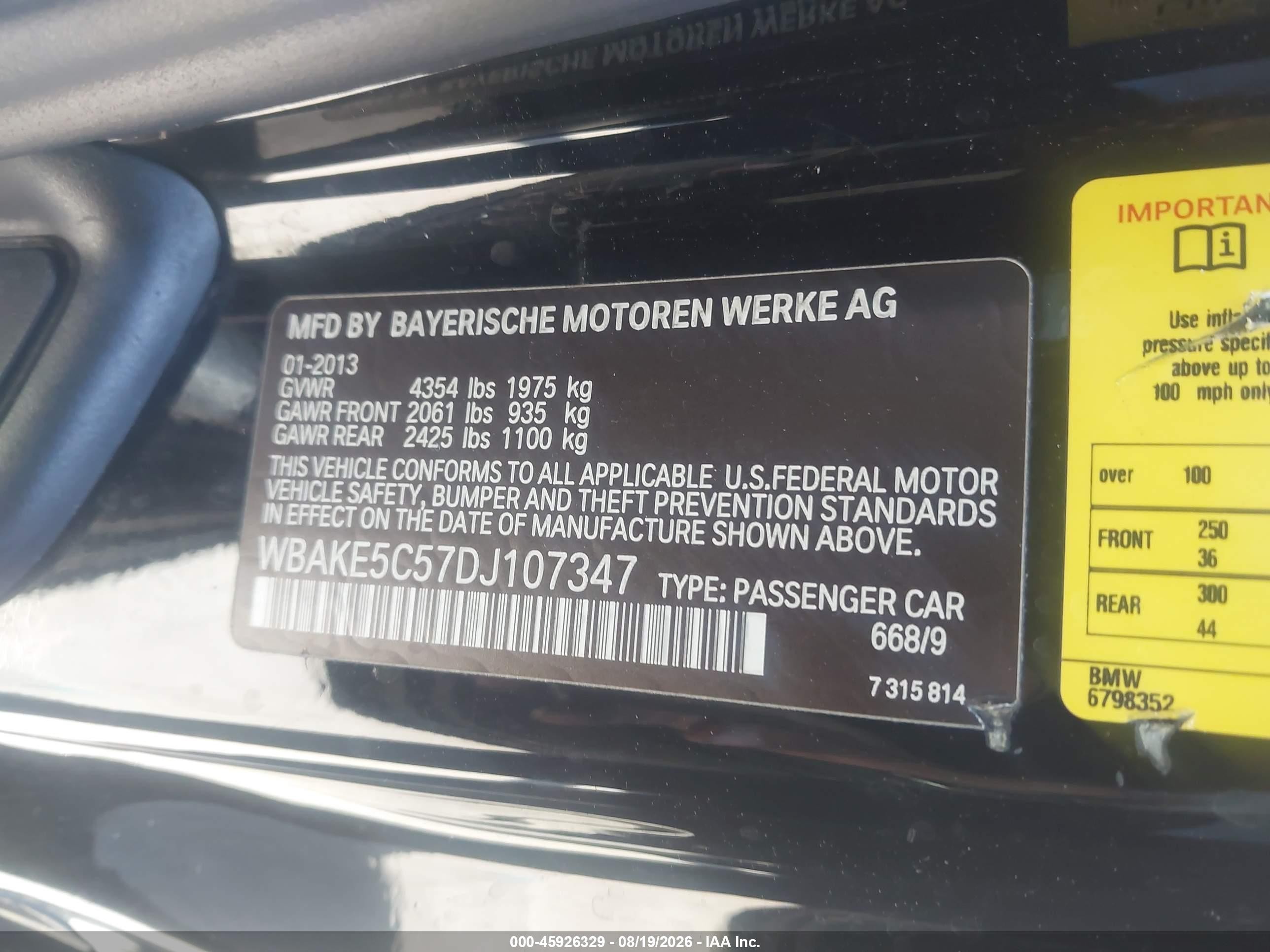 2013 Bmw 328i   Black vin: WBAKE5C57DJ107347