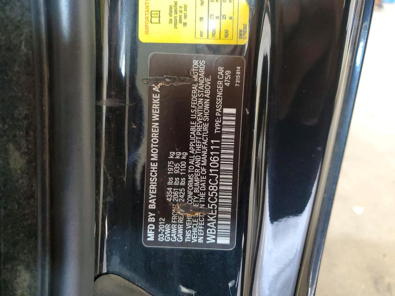 2012 Bmw 328 I Sulev Black vin: WBAKE5C58CJ106111