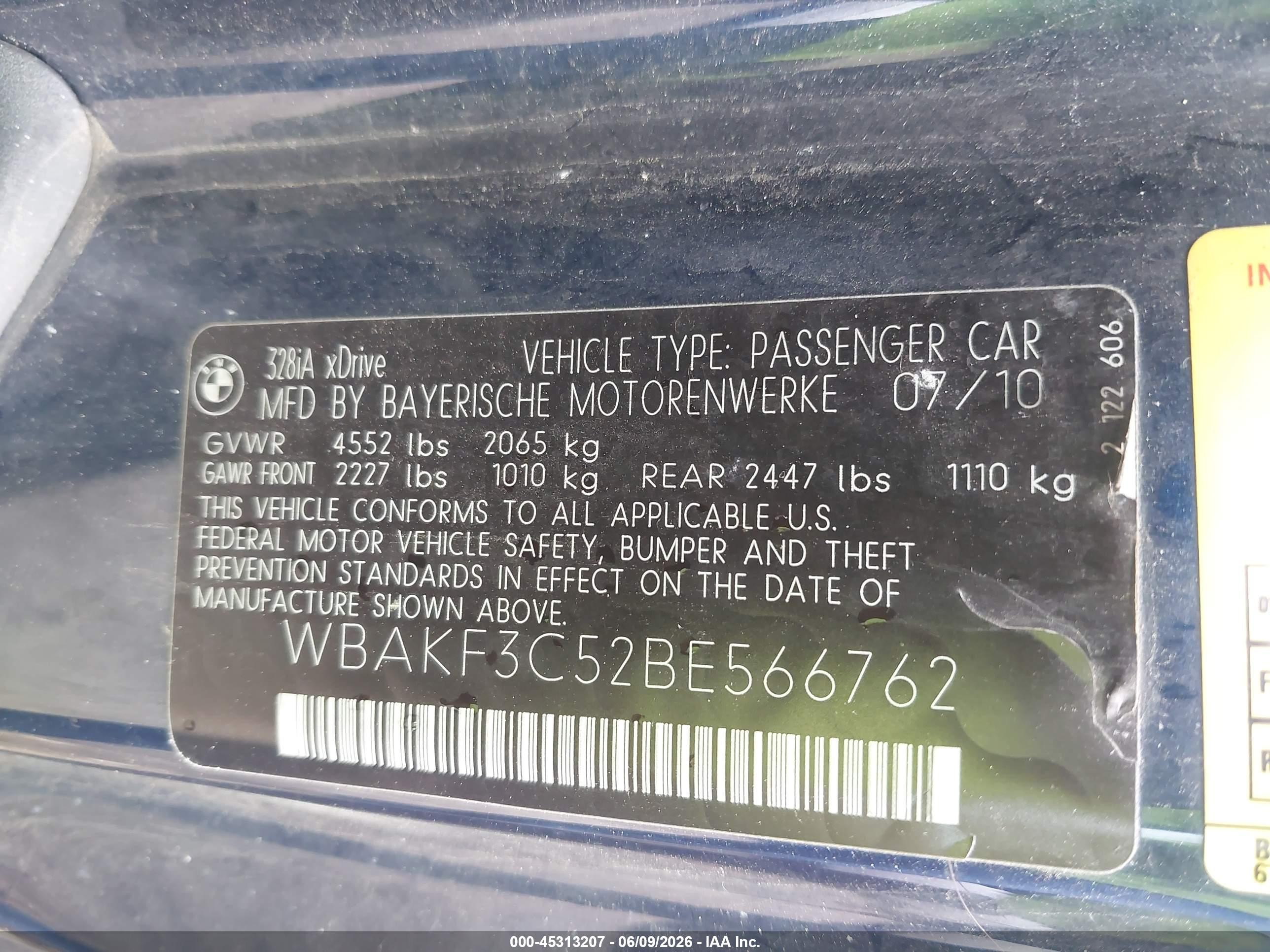 2011 Bmw 328i Xdrive Blue vin: WBAKF3C52BE566762