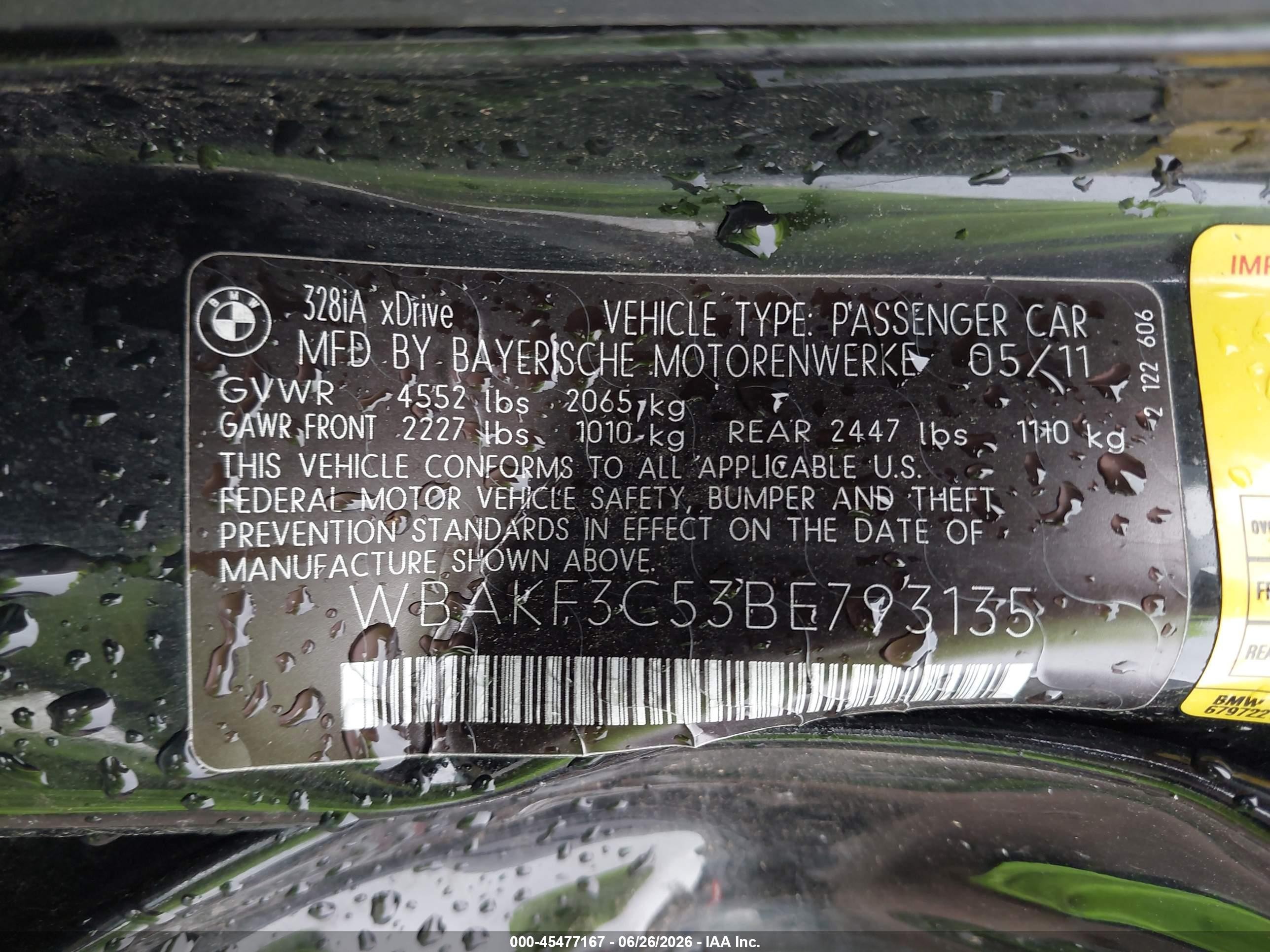 2011 Bmw 328i Xdrive Black vin: WBAKF3C53BE793135