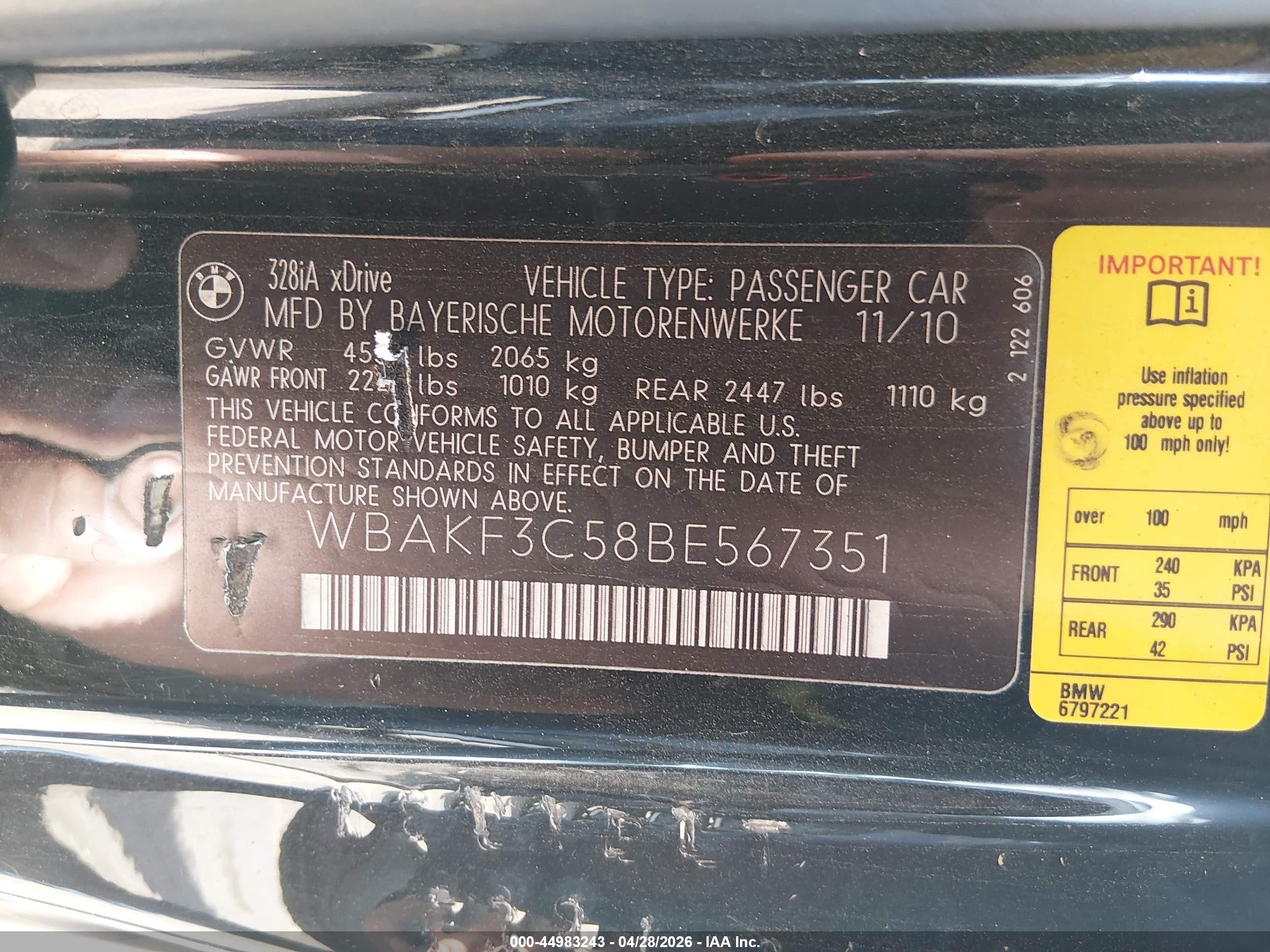 2011 Bmw 328i Xdrive Black vin: WBAKF3C58BE567351