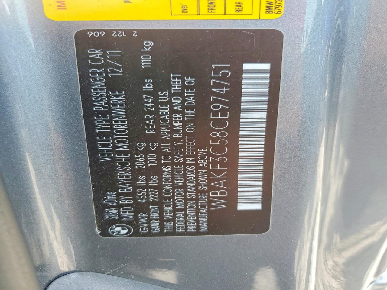 2012 Bmw 328 Xi Silver vin: WBAKF3C58CE974751