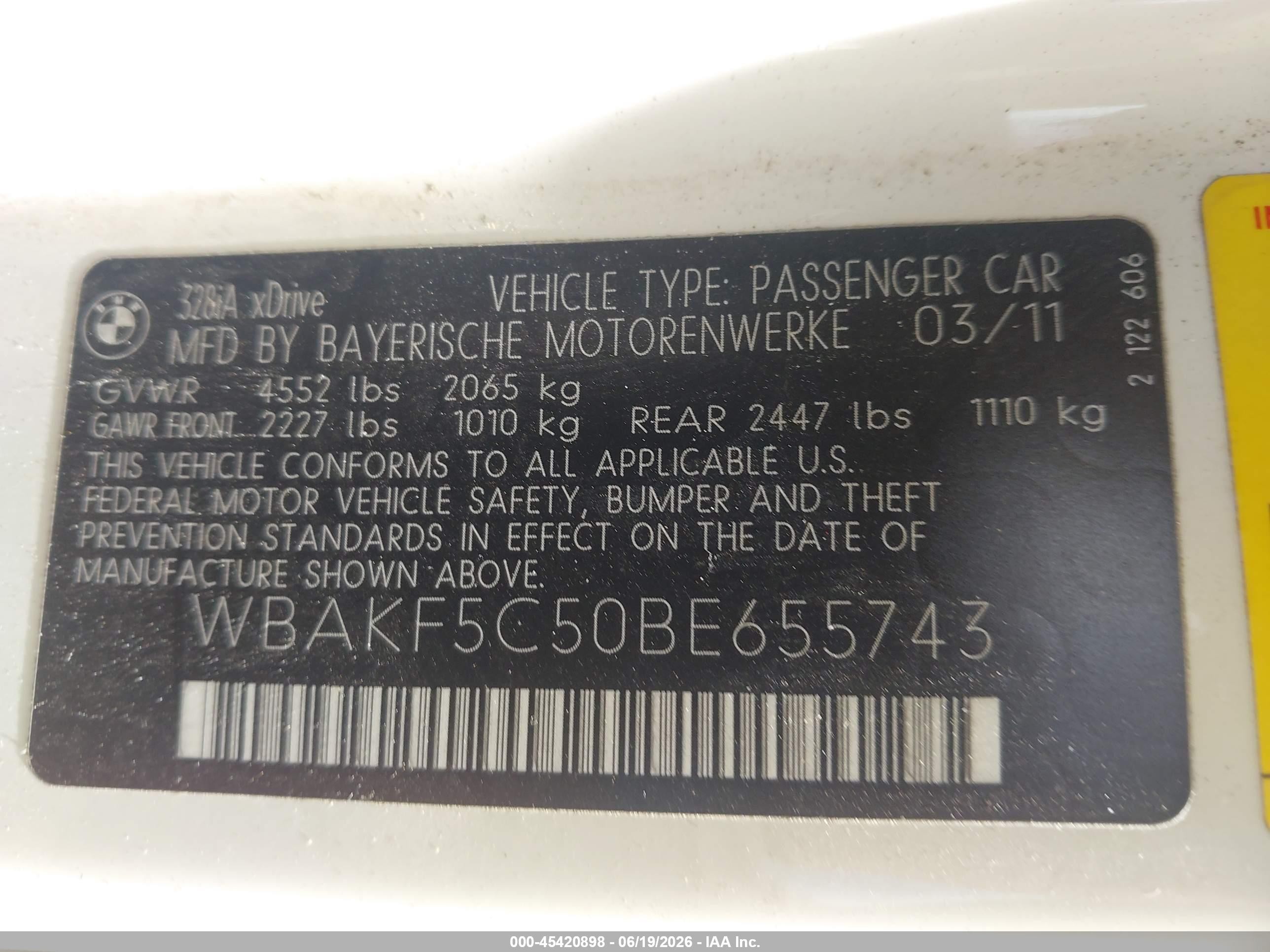 2011 Bmw 328i Xdrive White vin: WBAKF5C50BE655743