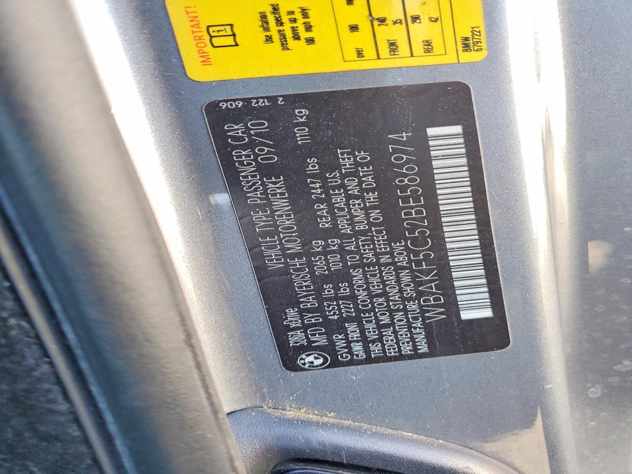 2011 Bmw 328 Xi Sulev Gray vin: WBAKF5C52BE586974