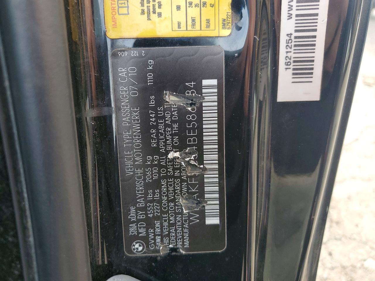 2011 Bmw 328 Xi Sulev Black vin: WBAKF5C54BE586684