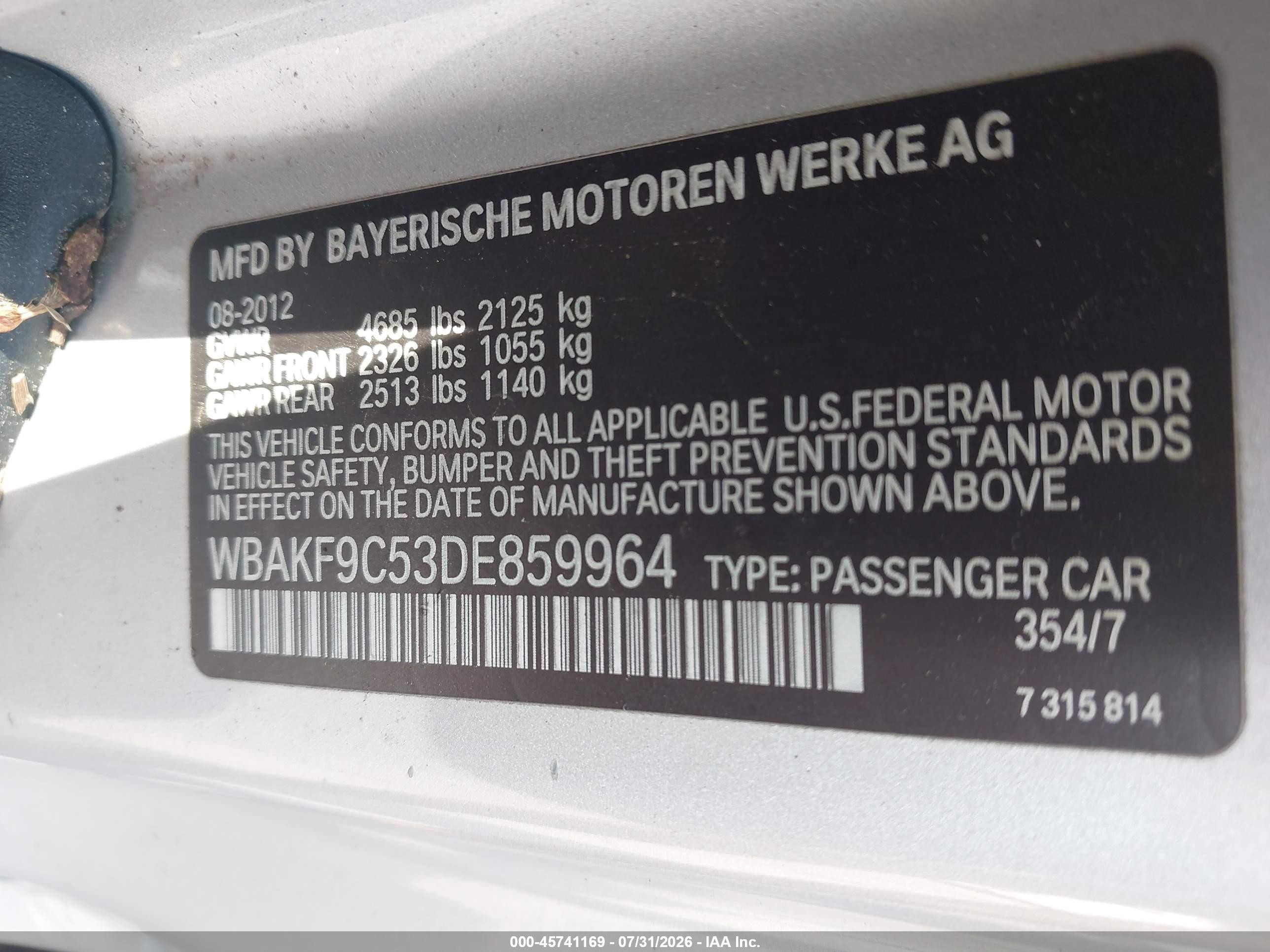 2013 Bmw 335i Xdrive Silver vin: WBAKF9C53DE859964