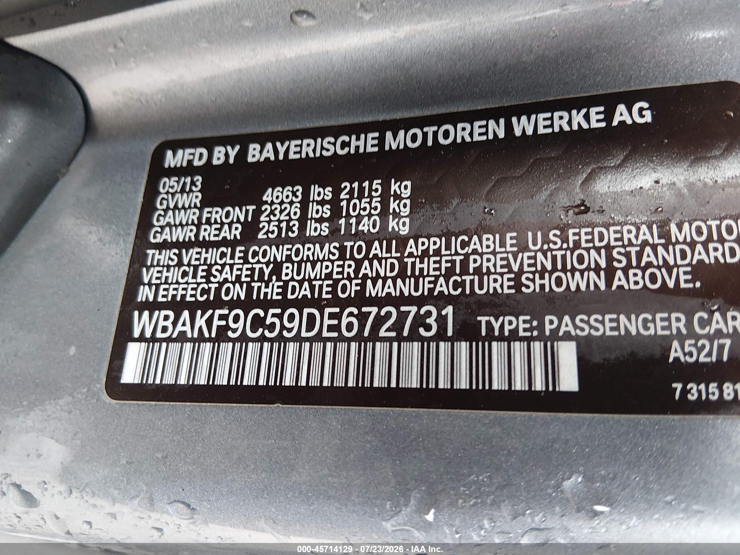 2013 Bmw 335i Xdrive Gray vin: WBAKF9C59DE672731