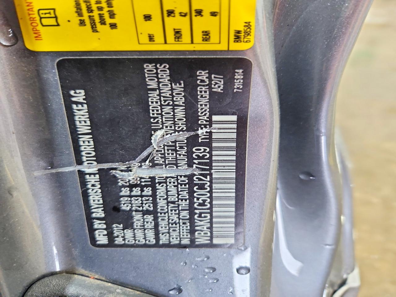 2012 Bmw 335 I Sulev Gray vin: WBAKG1C50CJ217139