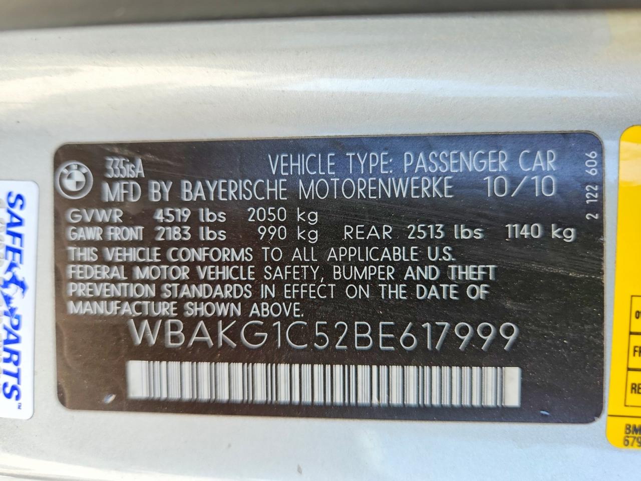 2011 Bmw 335 Is Silver vin: WBAKG1C52BE617999
