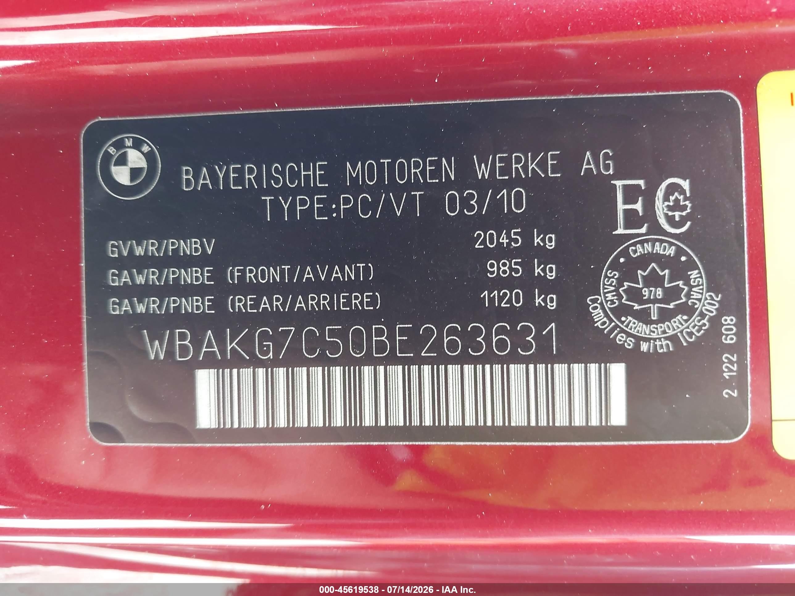 2011 Bmw 335i   Red vin: WBAKG7C50BE263631