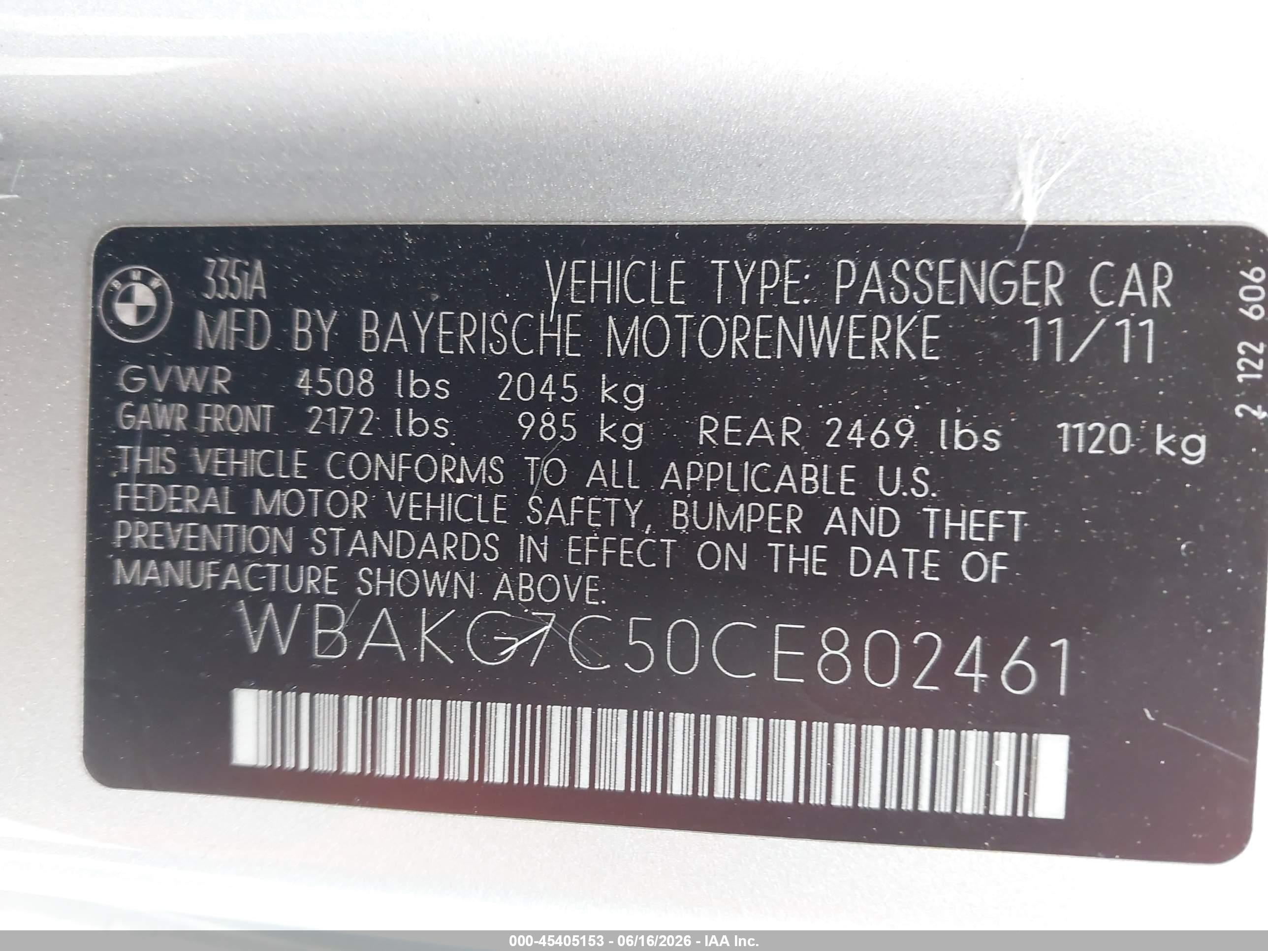 2012 Bmw 335i   Gray vin: WBAKG7C50CE802461