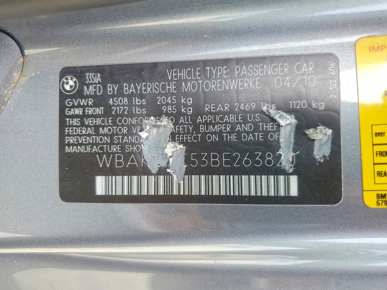 2011 Bmw 335 I Gray vin: WBAKG7C53BE263820