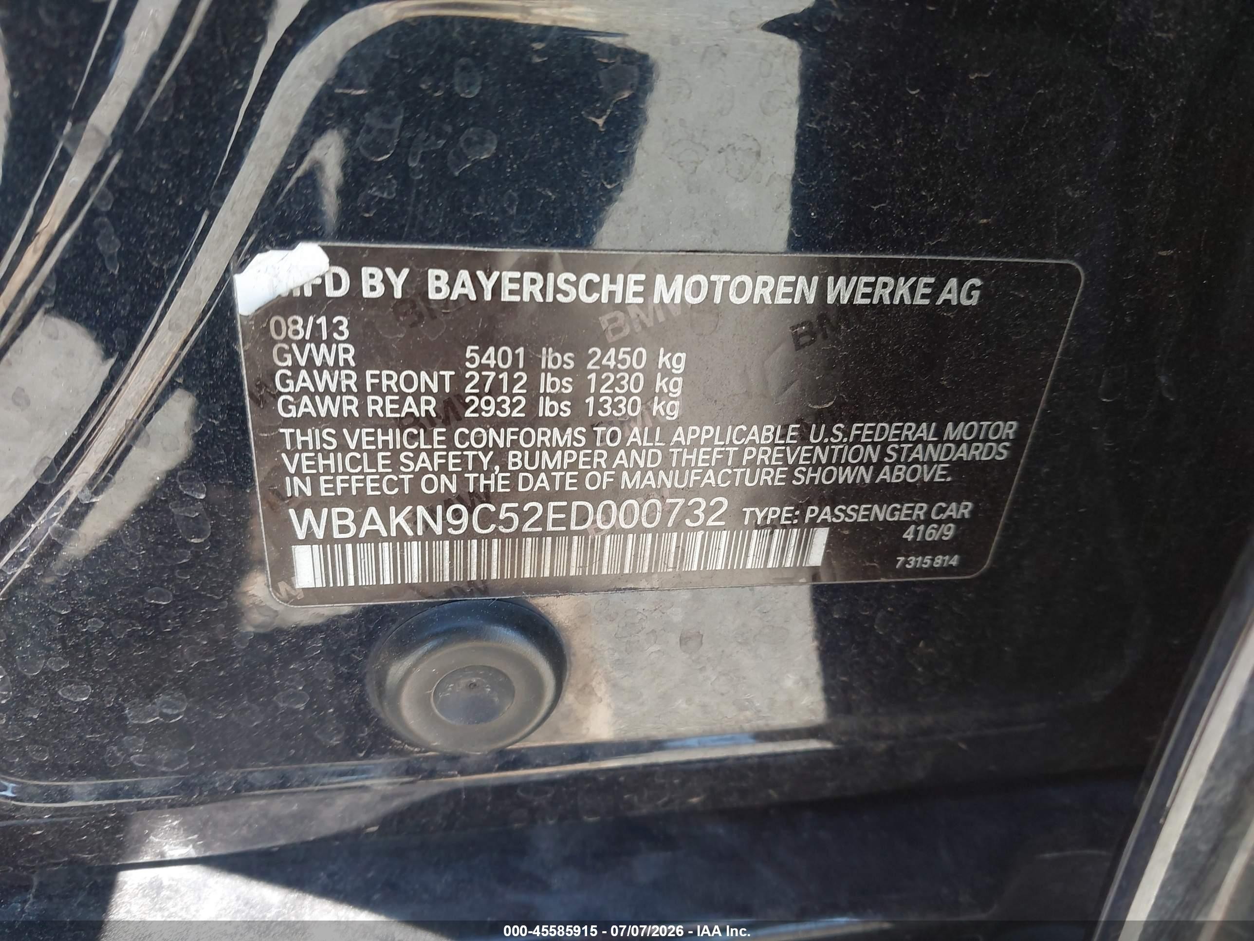 2014 Bmw 550i   Black vin: WBAKN9C52ED000732