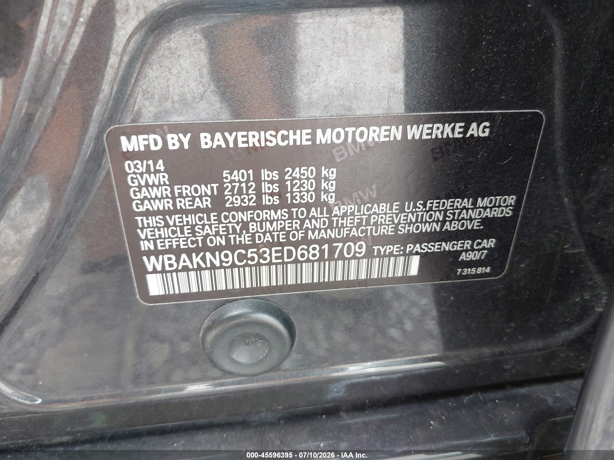 2014 Bmw 550i   Black vin: WBAKN9C53ED681709