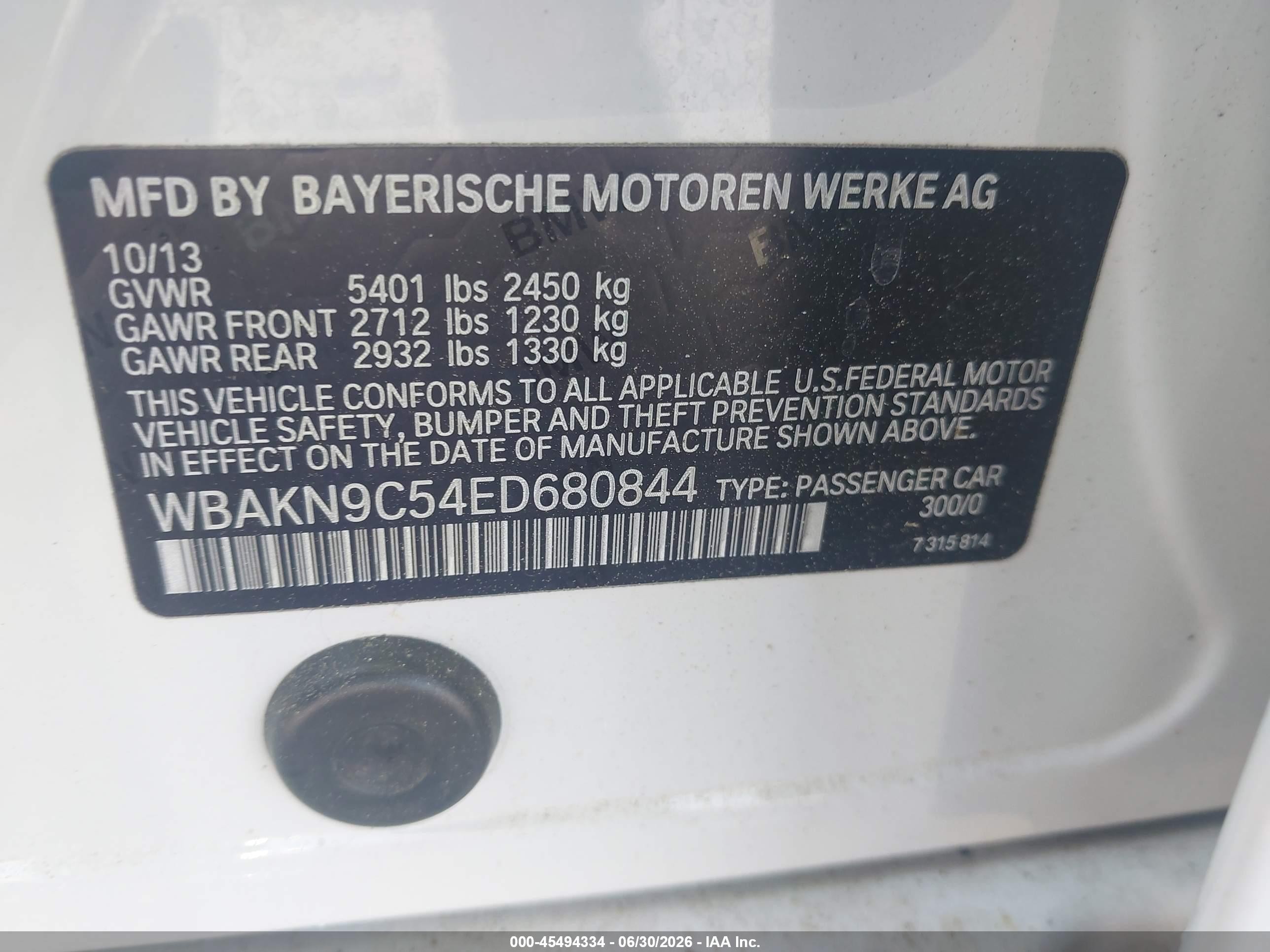 2014 Bmw 550i   White vin: WBAKN9C54ED680844