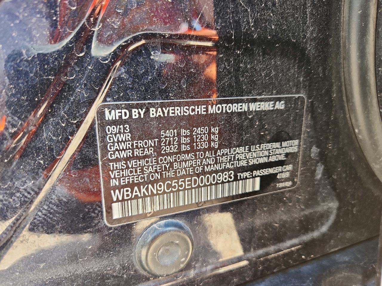 2014 Bmw 550 I Черный vin: WBAKN9C55ED000983