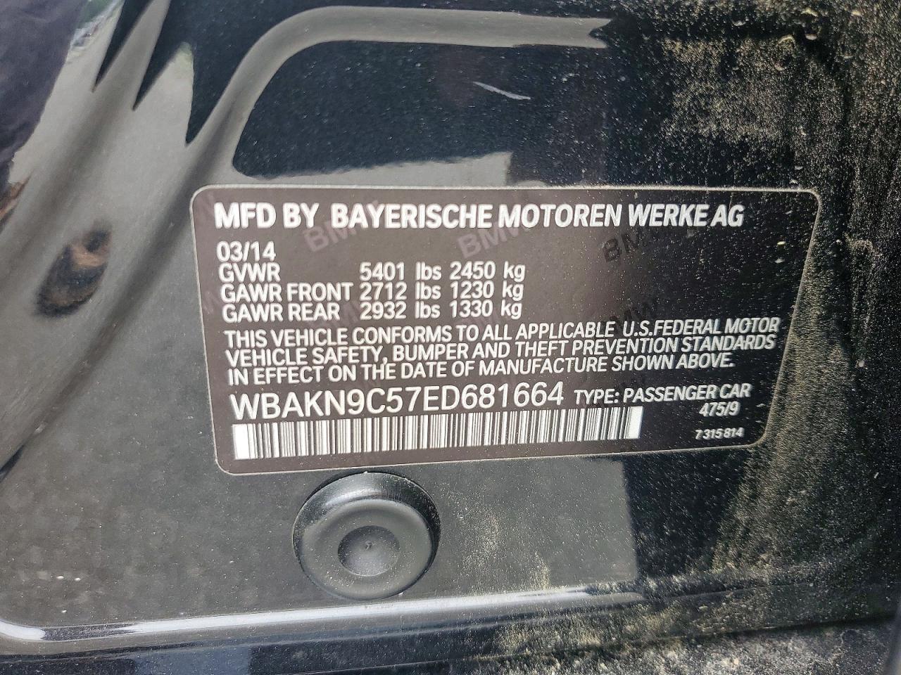 2014 Bmw 550 I Black vin: WBAKN9C57ED681664