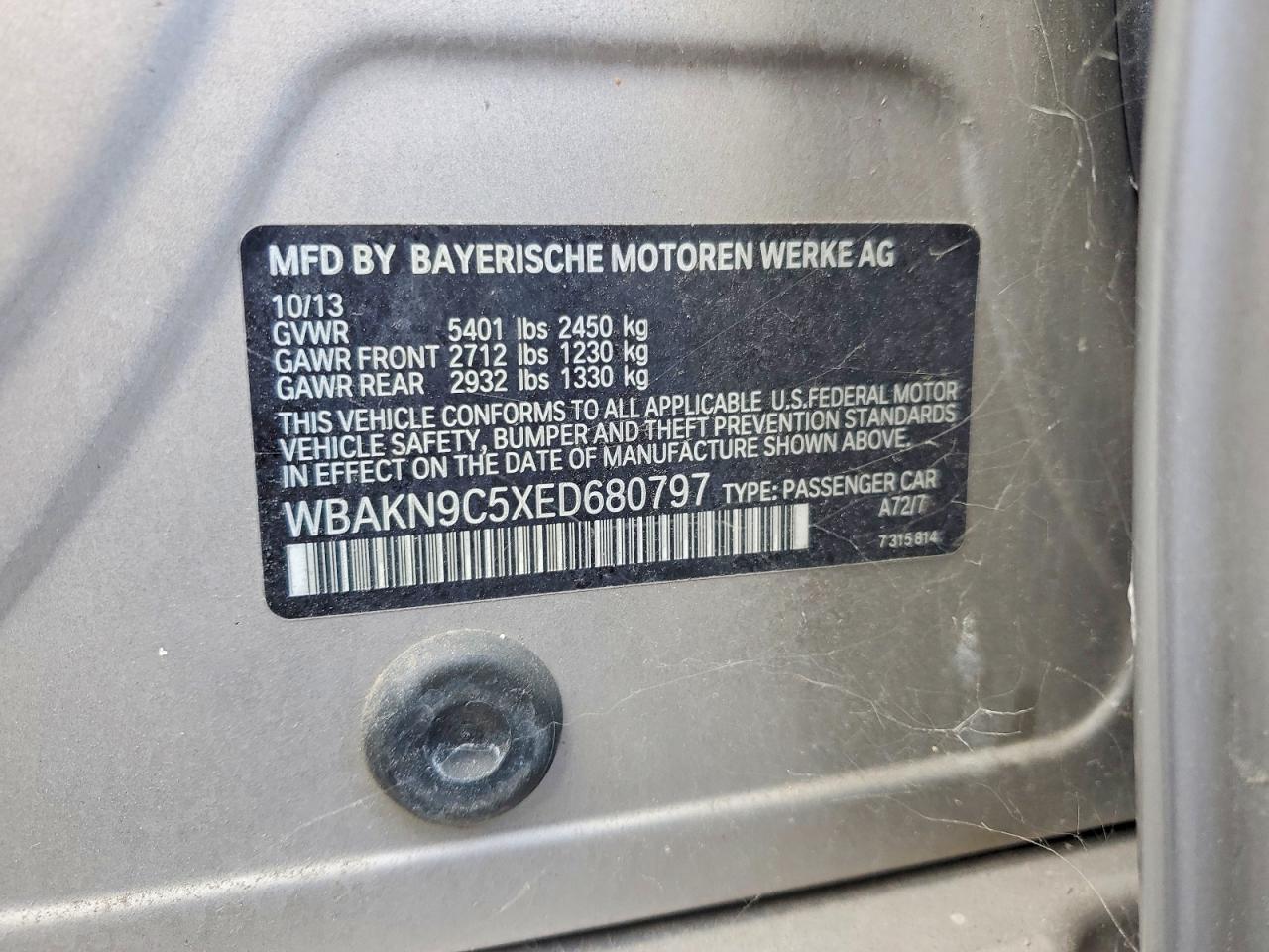 2014 Bmw 550 I Silver vin: WBAKN9C5XED680797